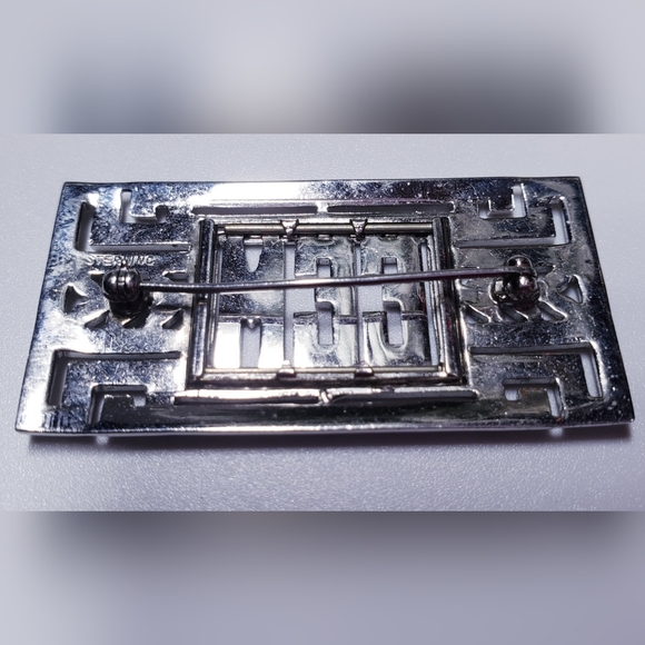 Vintage Art Deco EEM Monogram Style Sterling Silver Marcasite Brooch Pin - Picture 2 of 4